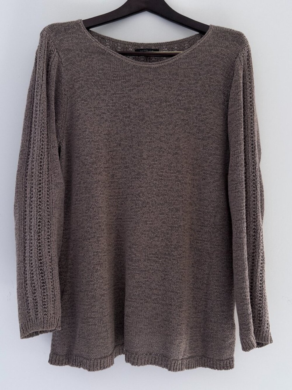 Rachel Zoe Karla Sweater 2XL Brown Open Knit Back Detail cotton Blend Tunic